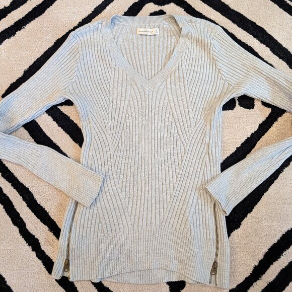 Abercrombie & Fitch grey cable knit sweater with zipper size M - Picture 2 of 6
